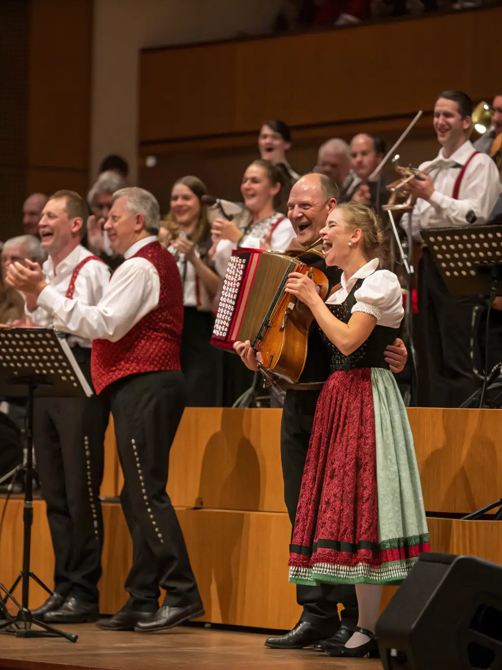A vibrant scene from a Cultural Music Night at LECTURE ET CULTURE, featuring local musicians performing traditional music and community members enjoying the performance.