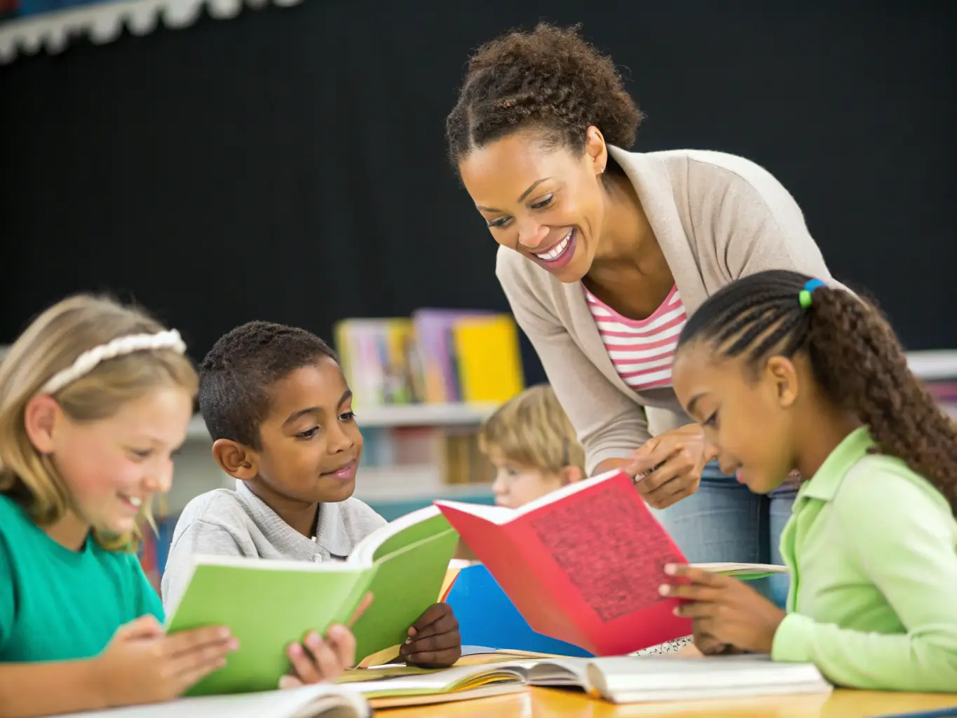 A diverse group of adults participating in a Community Literacy Workshop at LECTURE ET CULTURE, focusing on improving their reading and writing skills with the guidance of experienced instructors.